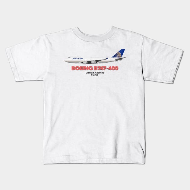 Boeing B747-400 - United Airlines Kids T-Shirt by TheArtofFlying